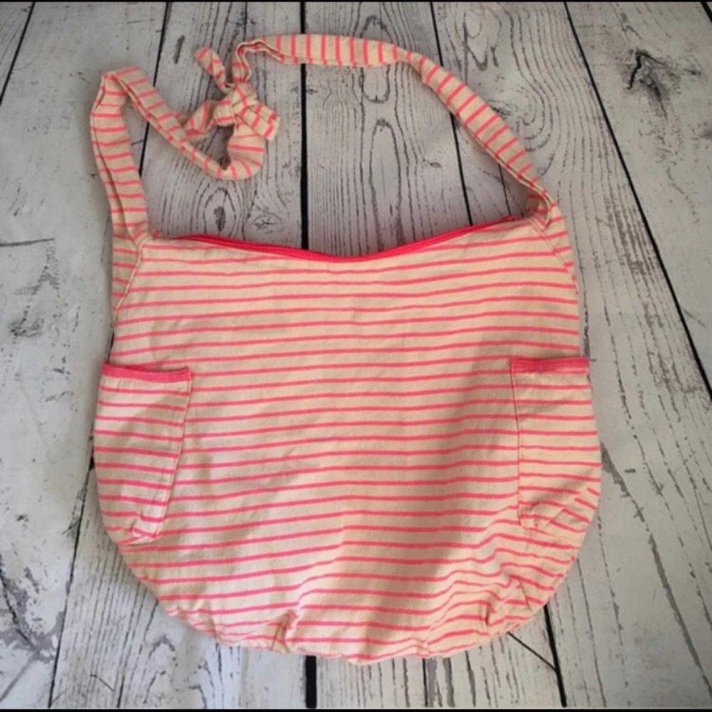 Neon striped tote cross body hobo bag